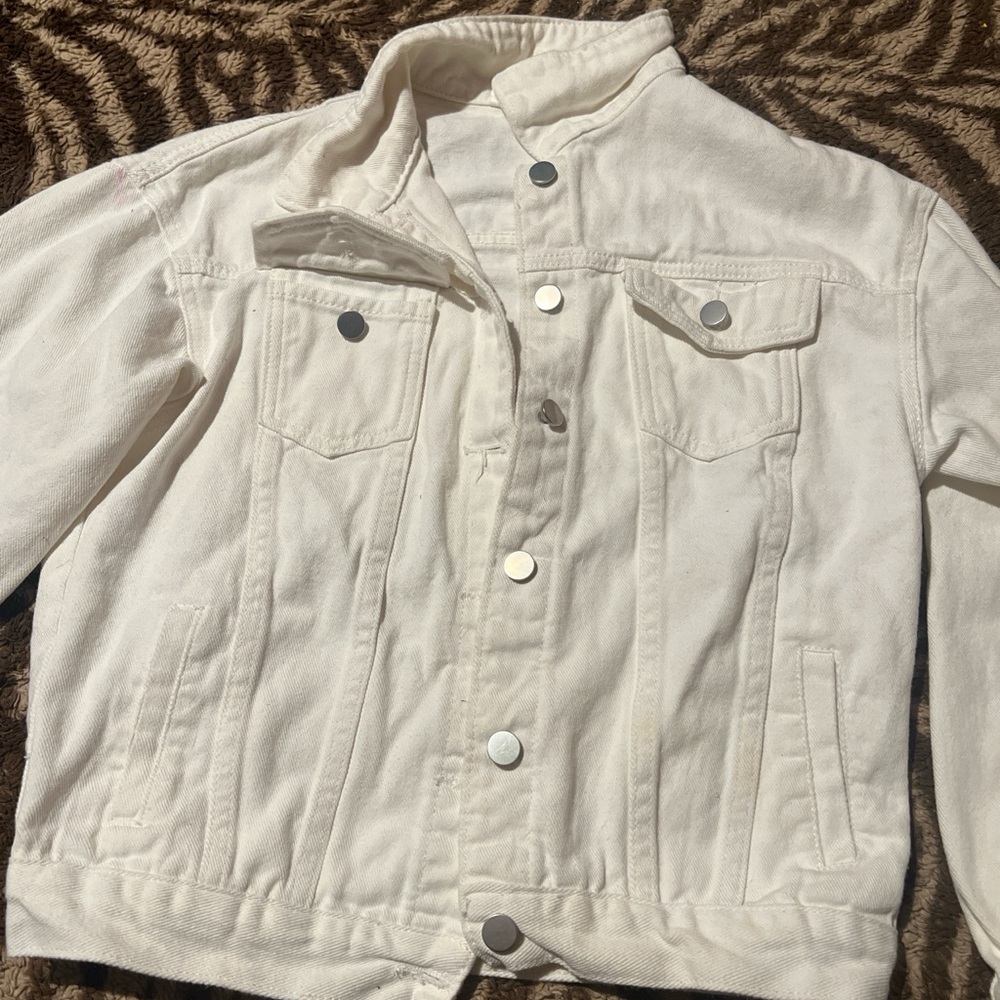White Denim Jacket with western back decal